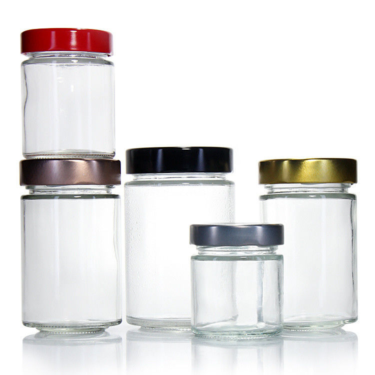Màn hình 4oz 8oz 16oz 12oz 20oz Glass Jar Glass Food Container Với nắp kim loại sâu