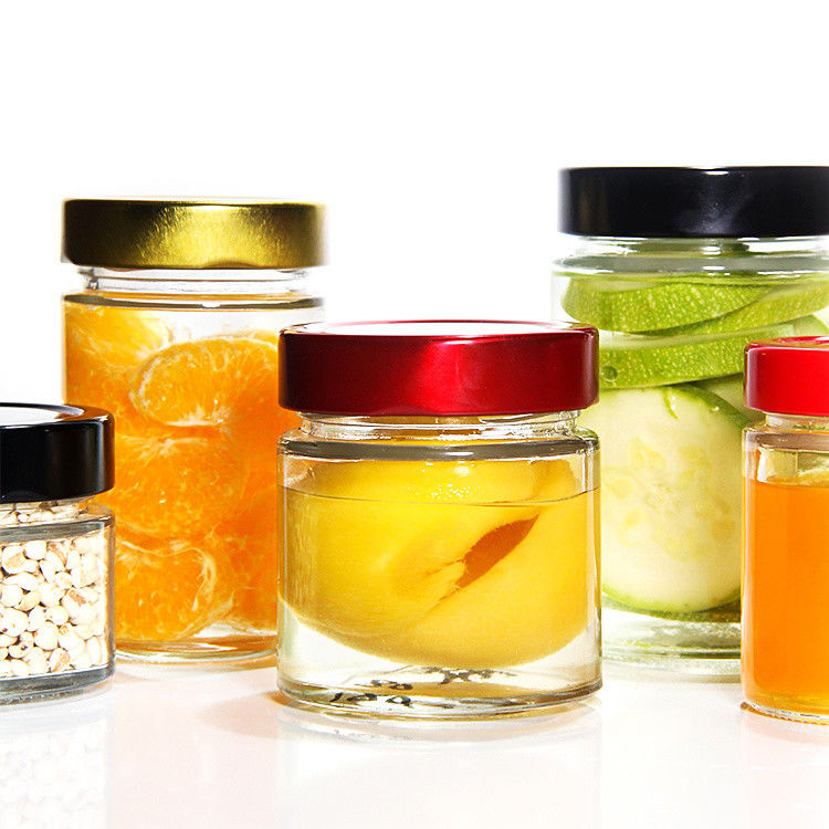 Màn hình 4oz 8oz 16oz 12oz 20oz Glass Jar Glass Food Container Với nắp kim loại sâu