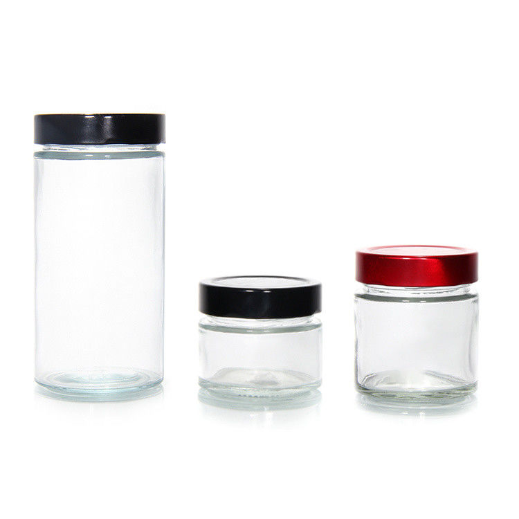 Màn hình 4oz 8oz 16oz 12oz 20oz Glass Jar Glass Food Container Với nắp kim loại sâu