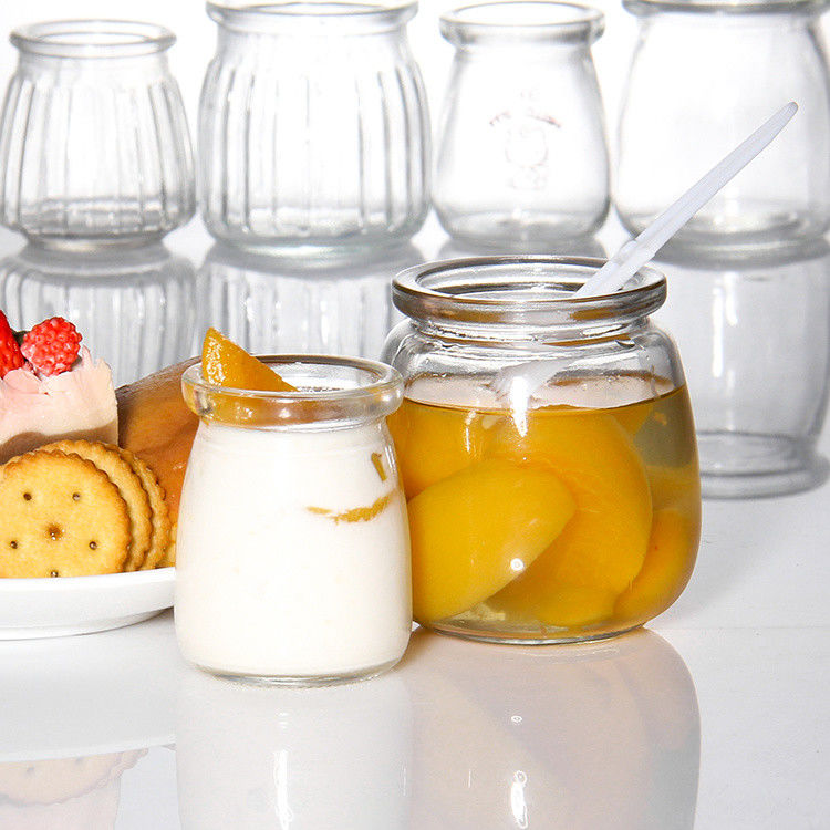 Custom 100ml Glass Yogurt Bottle Pudding Jar Jelly Mousse Dessert Cup And Fresh Milk Bottle With Plastic Lid (Tấm chai sữa tươi với nắp nhựa)