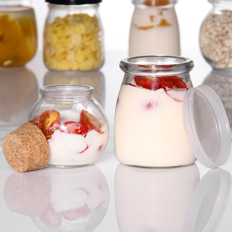 Custom 100ml Glass Yogurt Bottle Pudding Jar Jelly Mousse Dessert Cup And Fresh Milk Bottle With Plastic Lid (Tấm chai sữa tươi với nắp nhựa)