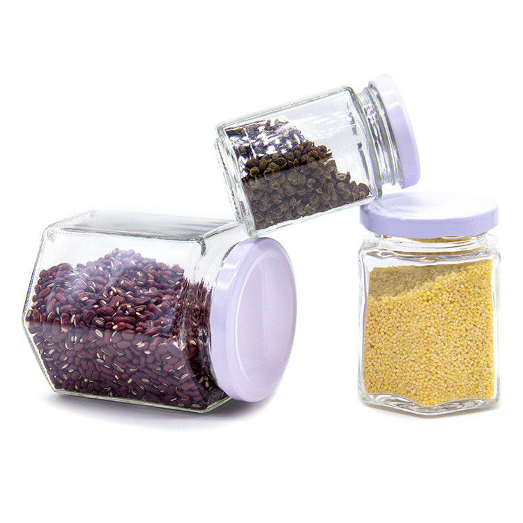 Các thùng thủy tinh tròn trong suốt 100ml để lưu trữ mật ong Bao bì thực phẩm với nắp kim loại