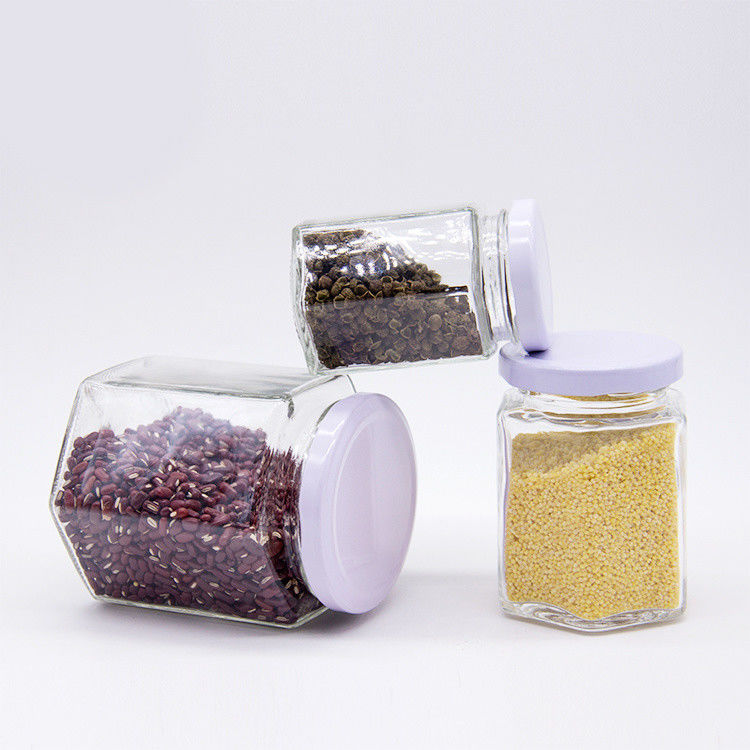 Các thùng thủy tinh tròn trong suốt 100ml để lưu trữ mật ong Bao bì thực phẩm với nắp kim loại