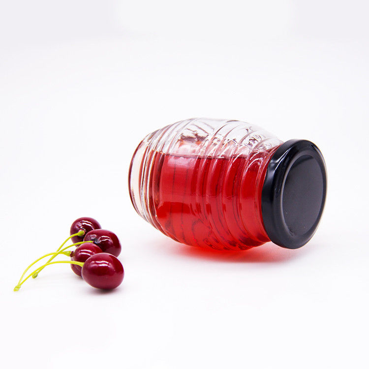 Nhãn hiệu tùy chỉnh hình lục giác 100ml 180ml 380ml Thủy tinh nước ép mật ong cho mật ong trái ô liu