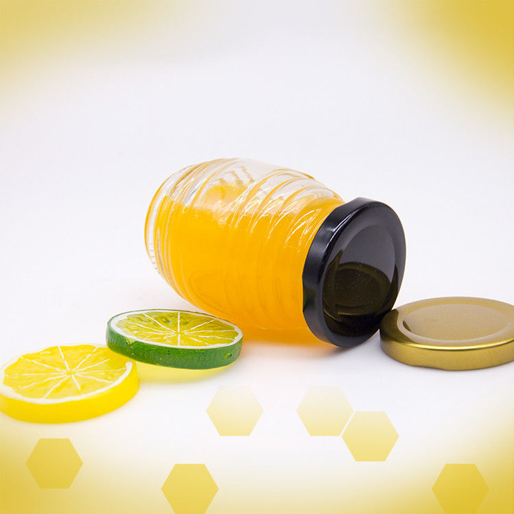 Nhãn hiệu tùy chỉnh hình lục giác 100ml 180ml 380ml Thủy tinh nước ép mật ong cho mật ong trái ô liu