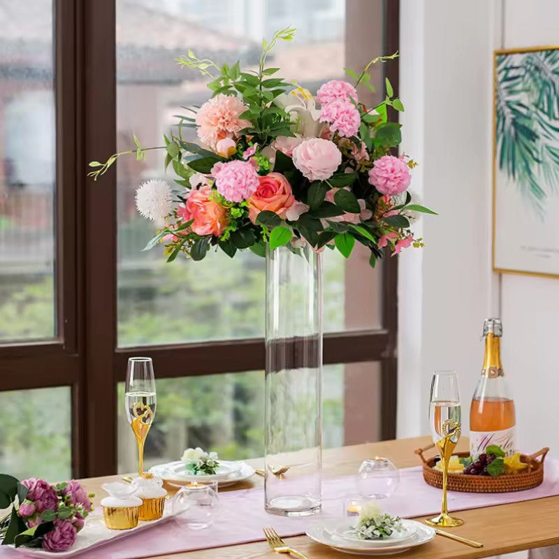 Hydroponic Cylinder Clear Glass Flower Vase cho trang trí khách sạn Lễ cưới