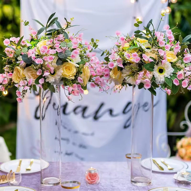 Hydroponic Cylinder Clear Glass Flower Vase cho trang trí khách sạn Lễ cưới