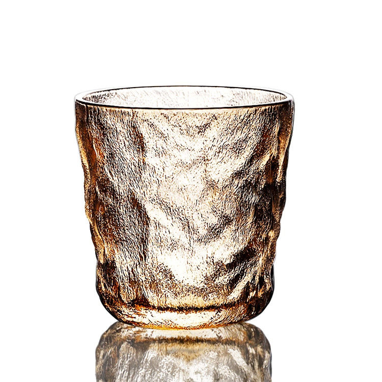 Free Sample Glacier Pattern Wine Glass Tumbler Frosted Pink Color Whiskey Glass Cup (Tấm ly rượu vang màu hồng lạnh)