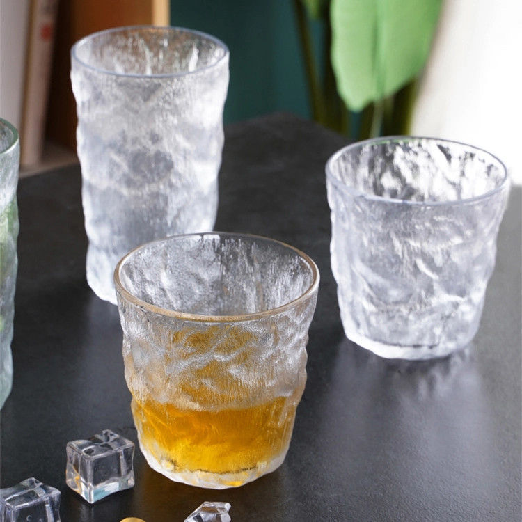 Free Sample Glacier Pattern Wine Glass Tumbler Frosted Pink Color Whiskey Glass Cup (Tấm ly rượu vang màu hồng lạnh)