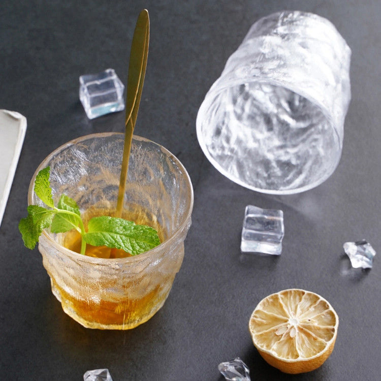 Free Sample Glacier Pattern Wine Glass Tumbler Frosted Pink Color Whiskey Glass Cup (Tấm ly rượu vang màu hồng lạnh)