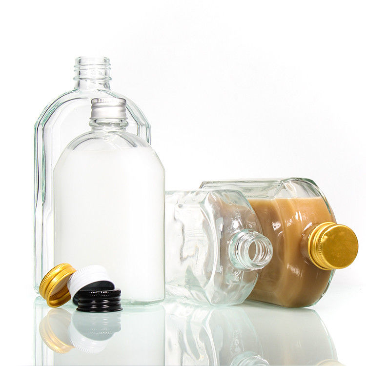 Cá nhân hóa tùy chỉnh 350Ml 500Ml Chiếc chai rượu bằng kính mịn mịn với nắp nhôm