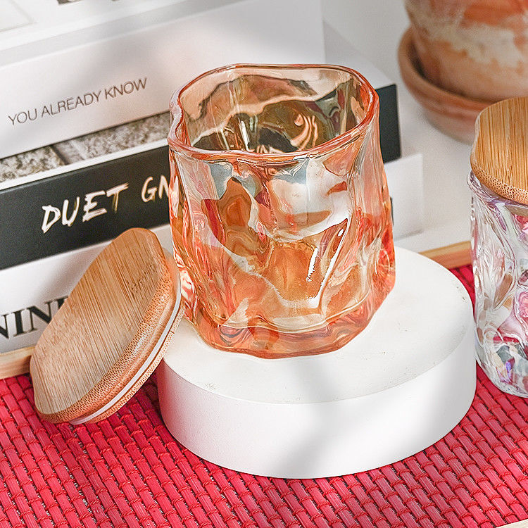 Custom Luxury Design Metal Lace Decal Decoration Candle Holder Rose Gold Khẩu nến thơm kính