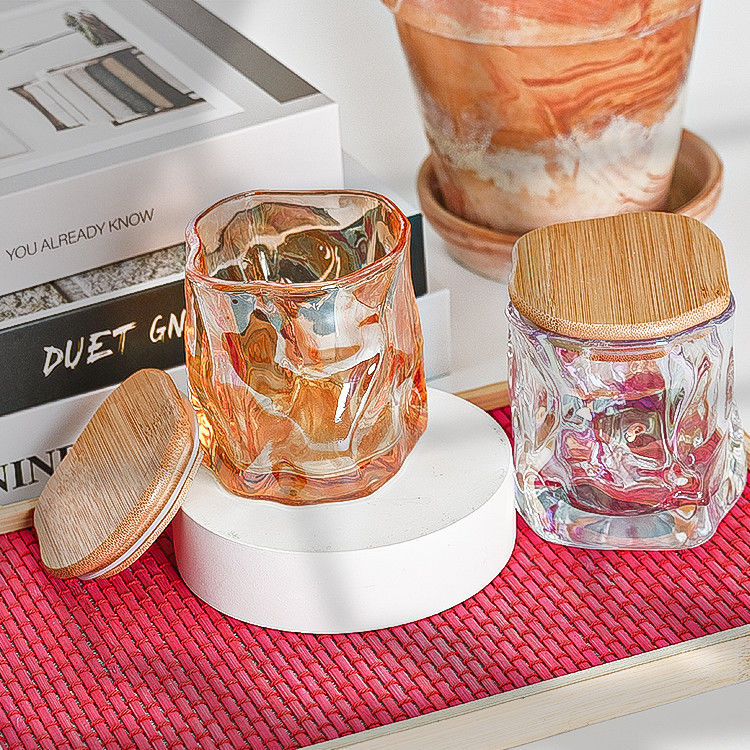 Custom Luxury Design Metal Lace Decal Decoration Candle Holder Rose Gold Khẩu nến thơm kính