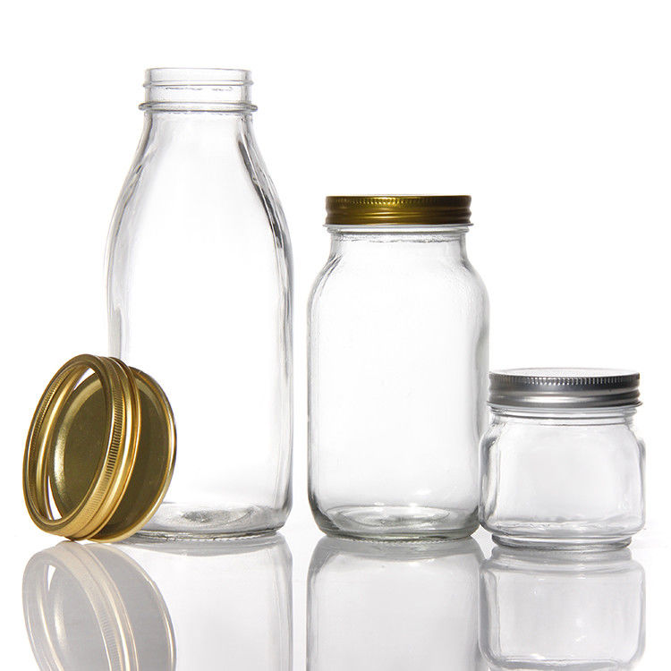 Giá rẻ vòng 180Ml 280Ml 380Ml 500Ml gói thực phẩm Glass Mason bình với nắp vít