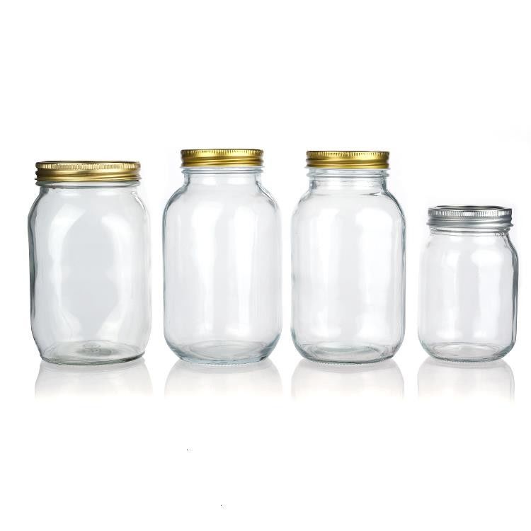 Thiết kế tùy chỉnh 8 oz 16 oz Thùng lưu trữ thực phẩm Glass Mason Jar với nắp