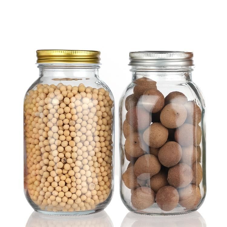 Thiết kế tùy chỉnh 8 oz 16 oz Thùng lưu trữ thực phẩm Glass Mason Jar với nắp