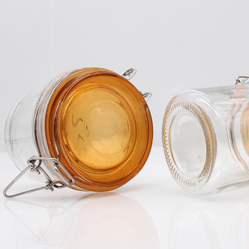 Hàng bán buôn đồ thủy tinh Clear Spice Coffee Cookie Glass Jar Glass Food Storage Jar With Seal Glass Lid