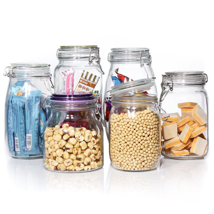 Hàng bán buôn đồ thủy tinh Clear Spice Coffee Cookie Glass Jar Glass Food Storage Jar With Seal Glass Lid