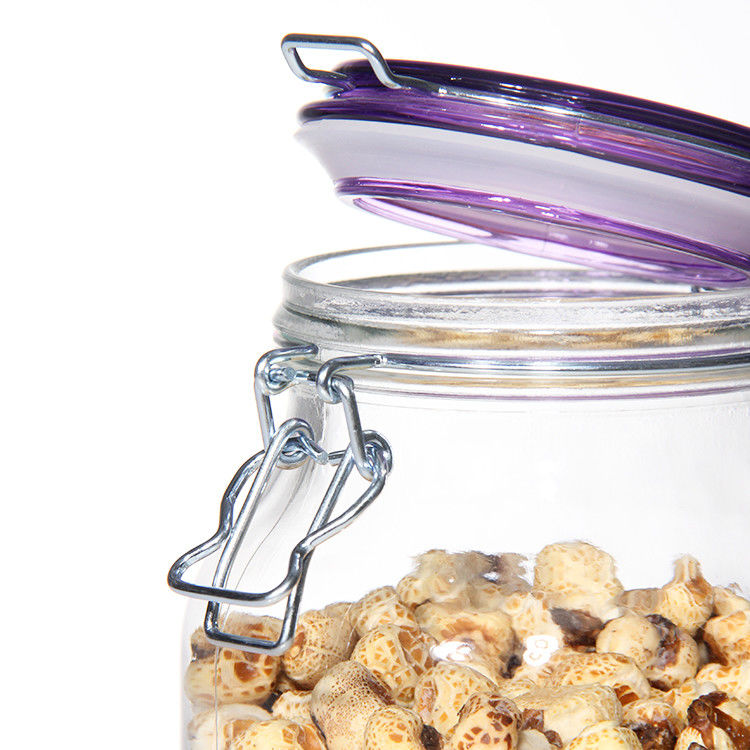 Hàng bán buôn đồ thủy tinh Clear Spice Coffee Cookie Glass Jar Glass Food Storage Jar With Seal Glass Lid