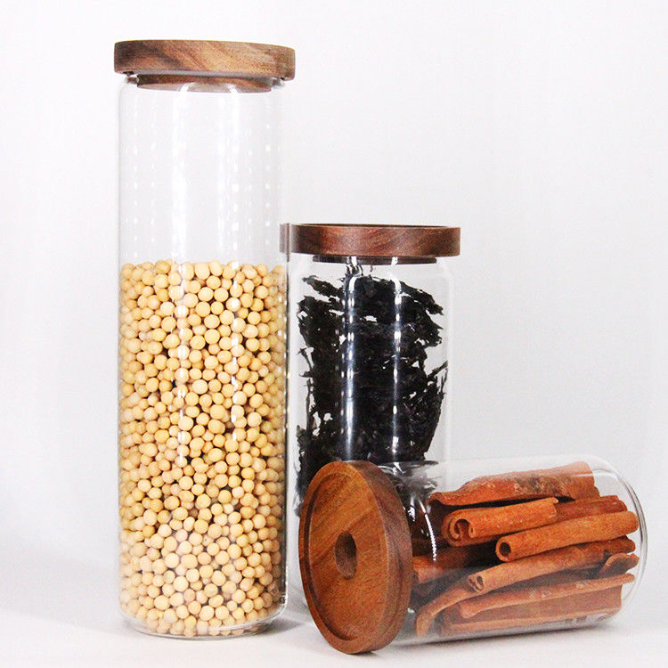 Chất lượng cao đồ trang trí thực phẩm Glass Storage Jar để lưu trữ chocolate cà phê kẹo với vải ngậy
