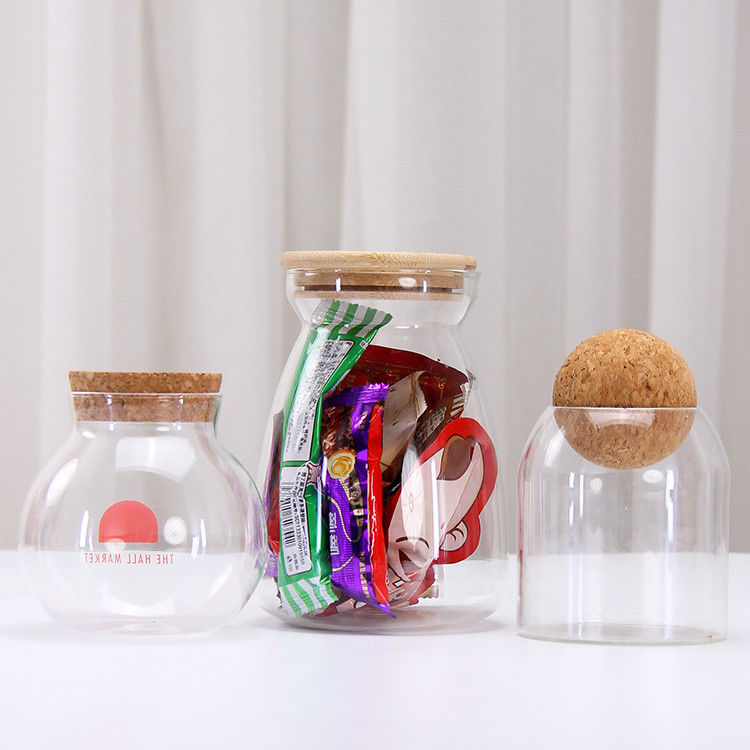Nhiều kích cỡ khác nhau Glass Borosilicate Empty Storage Jar Screw Thread Glass Jars With Screw Top Lid