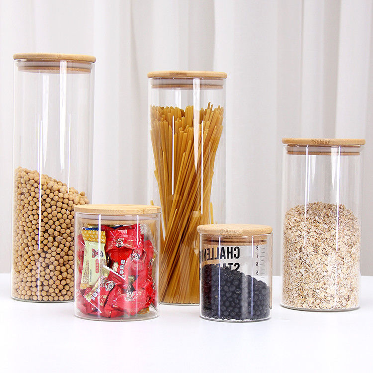 Nhiều kích cỡ khác nhau Glass Borosilicate Empty Storage Jar Screw Thread Glass Jars With Screw Top Lid