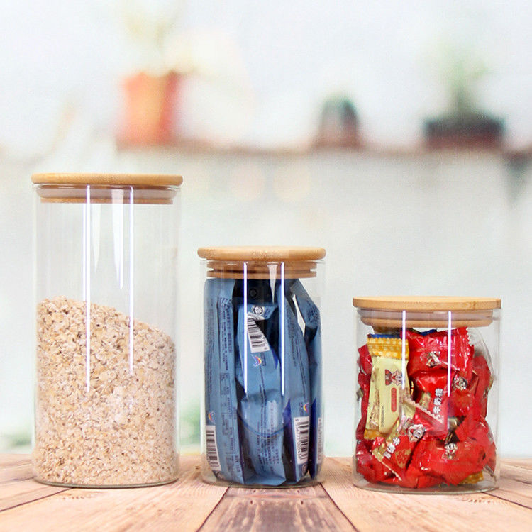 Nhiều kích cỡ khác nhau Glass Borosilicate Empty Storage Jar Screw Thread Glass Jars With Screw Top Lid