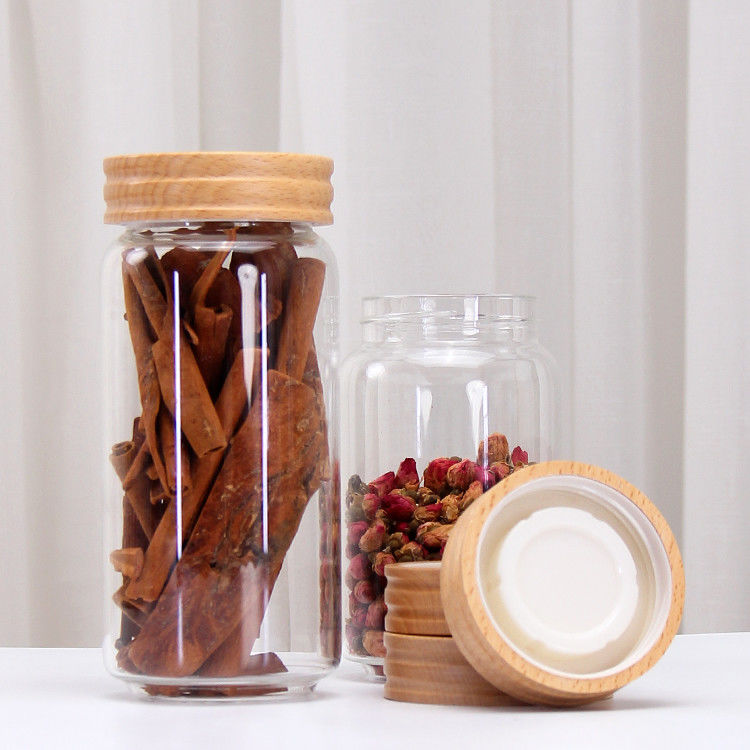 Nhiều kích cỡ khác nhau Glass Borosilicate Empty Storage Jar Screw Thread Glass Jars With Screw Top Lid