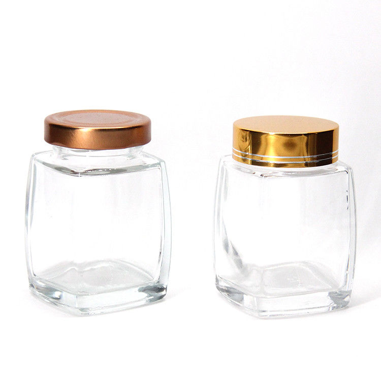 Chất lượng thực phẩm 220Ml 280Ml 380Ml 500Ml Vintage Quilted Tea Canister Honey Glass Jar With Lug Cap