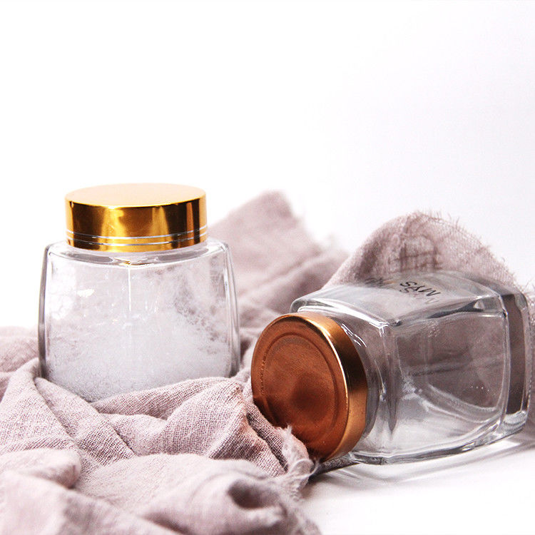 Chất lượng thực phẩm 220Ml 280Ml 380Ml 500Ml Vintage Quilted Tea Canister Honey Glass Jar With Lug Cap