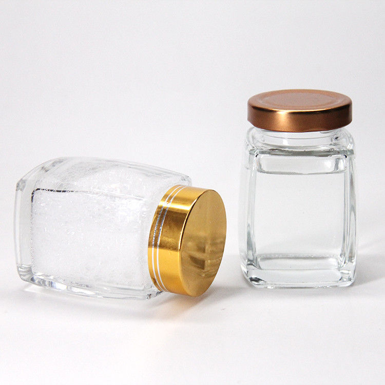 Chất lượng thực phẩm 220Ml 280Ml 380Ml 500Ml Vintage Quilted Tea Canister Honey Glass Jar With Lug Cap