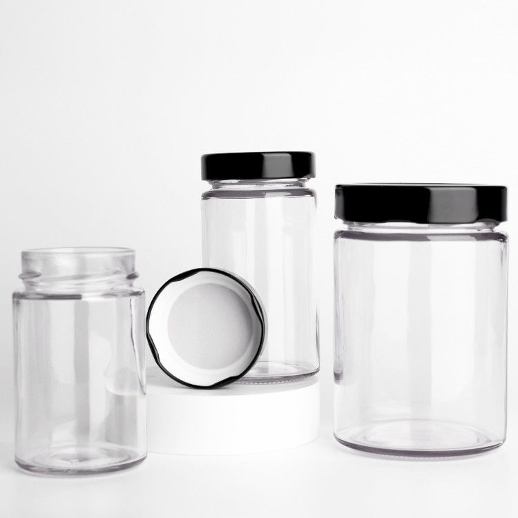 Đồ bán buôn thủy tinh tròn chảo bình 195ml 240ml 350ml mật ong gia vị nước sốt ớt cà chua kem kẹo thủy tinh bình