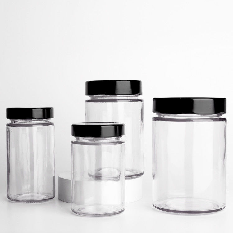 Đồ bán buôn thủy tinh tròn chảo bình 195ml 240ml 350ml mật ong gia vị nước sốt ớt cà chua kem kẹo thủy tinh bình
