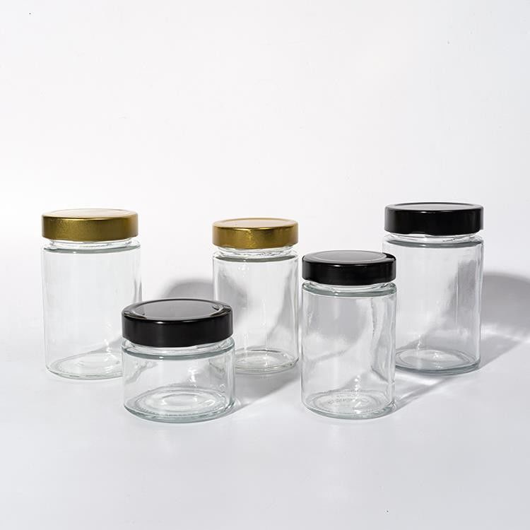 Nhà máy thực phẩm sử dụng 1Oz 4Oz 8Oz hình tròn Khung lưu trữ rỗng rõ ràng Glass Jelly Jam Honey Sauce Jar