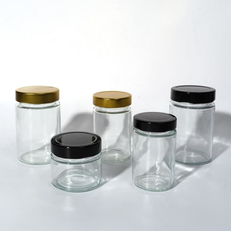 Nhà máy thực phẩm sử dụng 1Oz 4Oz 8Oz hình tròn Khung lưu trữ rỗng rõ ràng Glass Jelly Jam Honey Sauce Jar