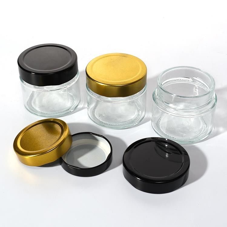 Nhà máy thực phẩm sử dụng 1Oz 4Oz 8Oz hình tròn Khung lưu trữ rỗng rõ ràng Glass Jelly Jam Honey Sauce Jar
