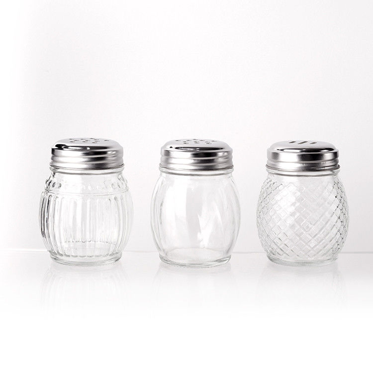 Logo tùy biến Nhiều phong cách 40Z 8OZ Thùng gia vị bằng thủy tinh với đầu máy trộn Nắp gia vị