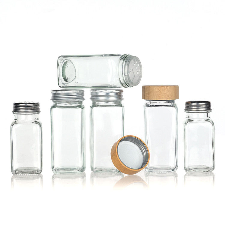 120Ml 90Ml thủy tinh gia vị bình với máy nghiền đổ nắp vuông 4Oz gia vị bình cho nhà bếp