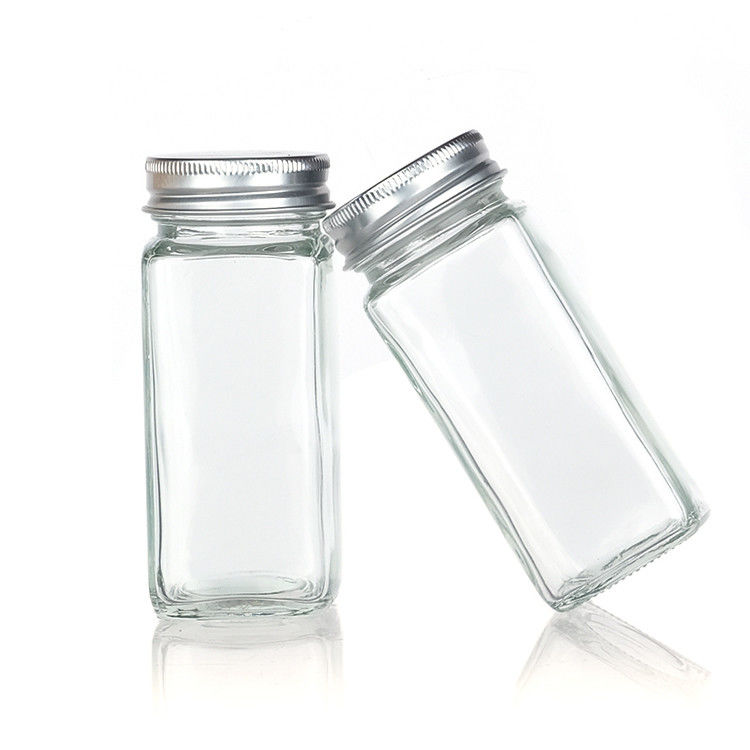 120Ml 90Ml thủy tinh gia vị bình với máy nghiền đổ nắp vuông 4Oz gia vị bình cho nhà bếp