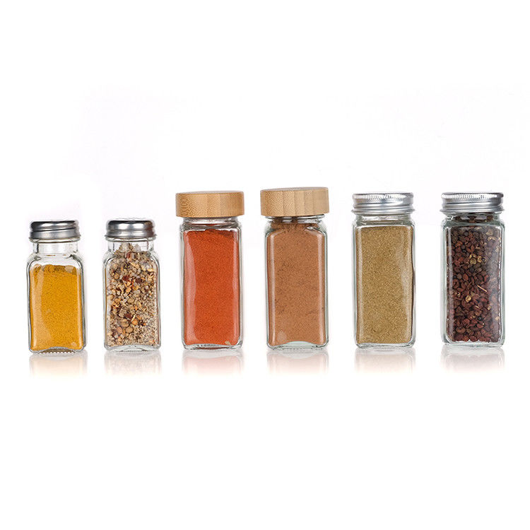 120Ml 90Ml thủy tinh gia vị bình với máy nghiền đổ nắp vuông 4Oz gia vị bình cho nhà bếp