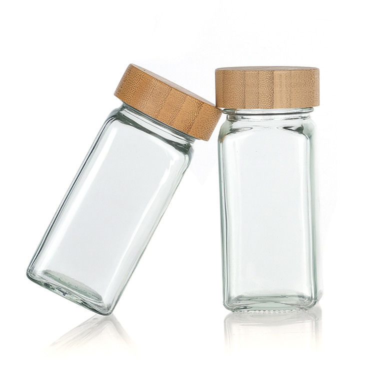 120Ml 90Ml thủy tinh gia vị bình với máy nghiền đổ nắp vuông 4Oz gia vị bình cho nhà bếp