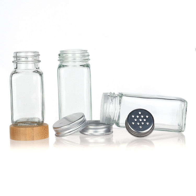 120Ml 90Ml thủy tinh gia vị bình với máy nghiền đổ nắp vuông 4Oz gia vị bình cho nhà bếp