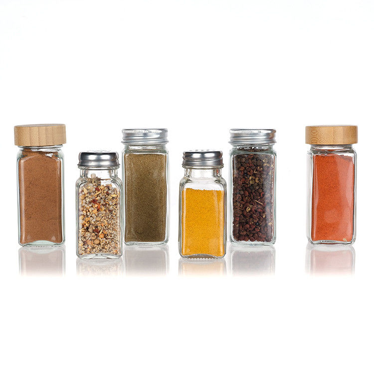 Nhà bếp Nhà hàng Quảng trường Cất giữ bình 4oz gia vị chai thủy tinh gia vị bình với nhiều nắp
