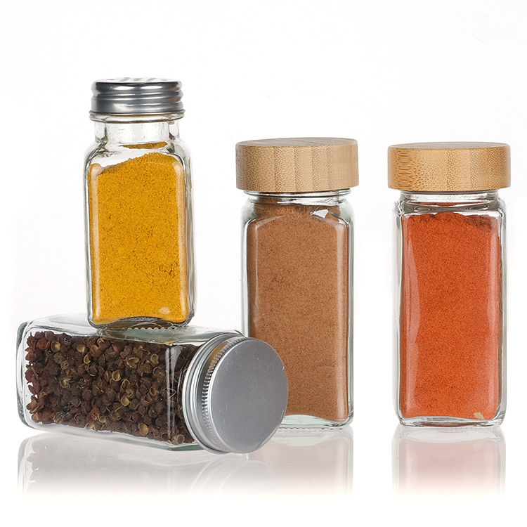Nhà bếp Nhà hàng Quảng trường Cất giữ bình 4oz gia vị chai thủy tinh gia vị bình với nhiều nắp