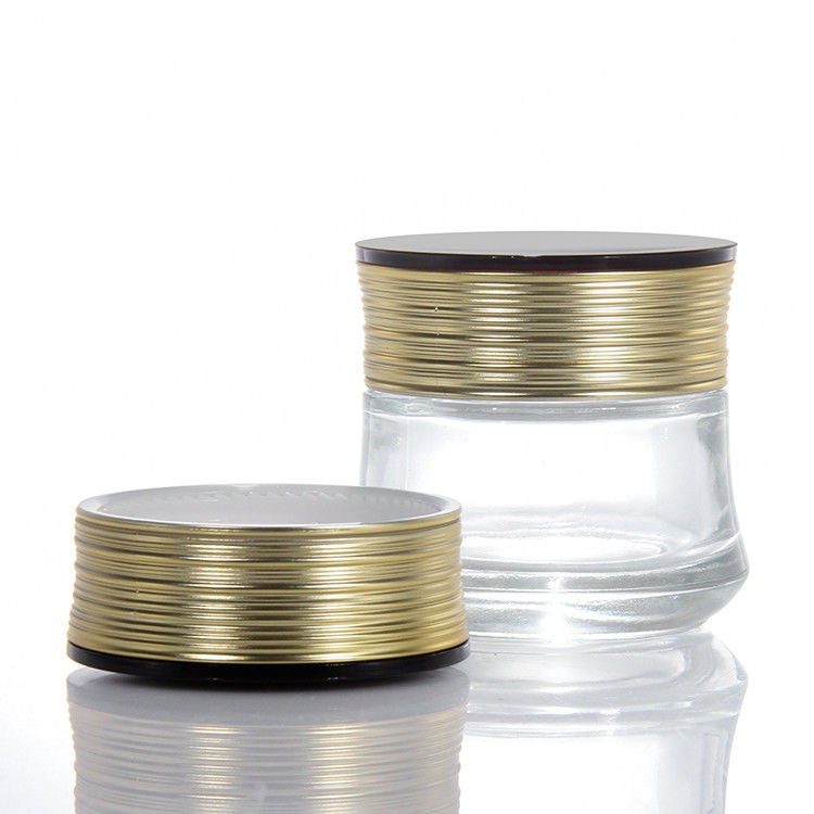Thủy tinh Cream Jar Thiết kế mới Phòng trắng rõ ràng Platinum nắp Glass Jar Cream Luxury