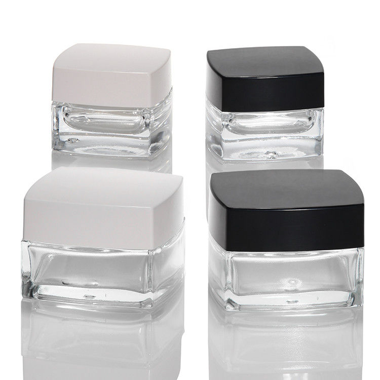 Bao bì chai mỹ phẩm rỗng 30ml 50ml 100ml thủy tinh mờ bình kem chăm sóc da với nắp màu đen trắng