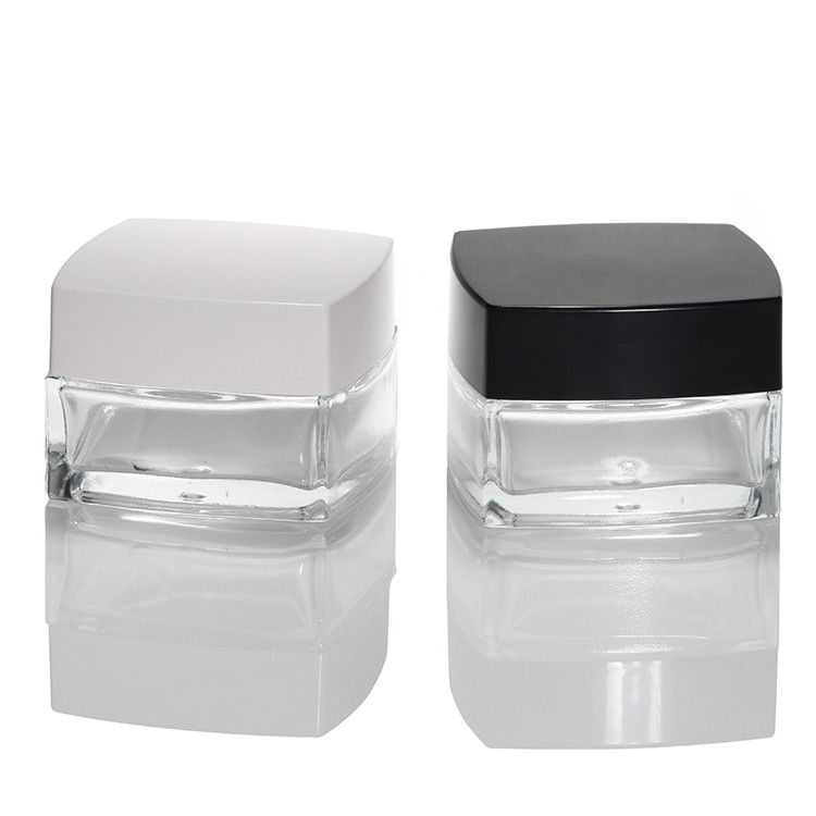 Bao bì chai mỹ phẩm rỗng 30ml 50ml 100ml thủy tinh mờ bình kem chăm sóc da với nắp màu đen trắng