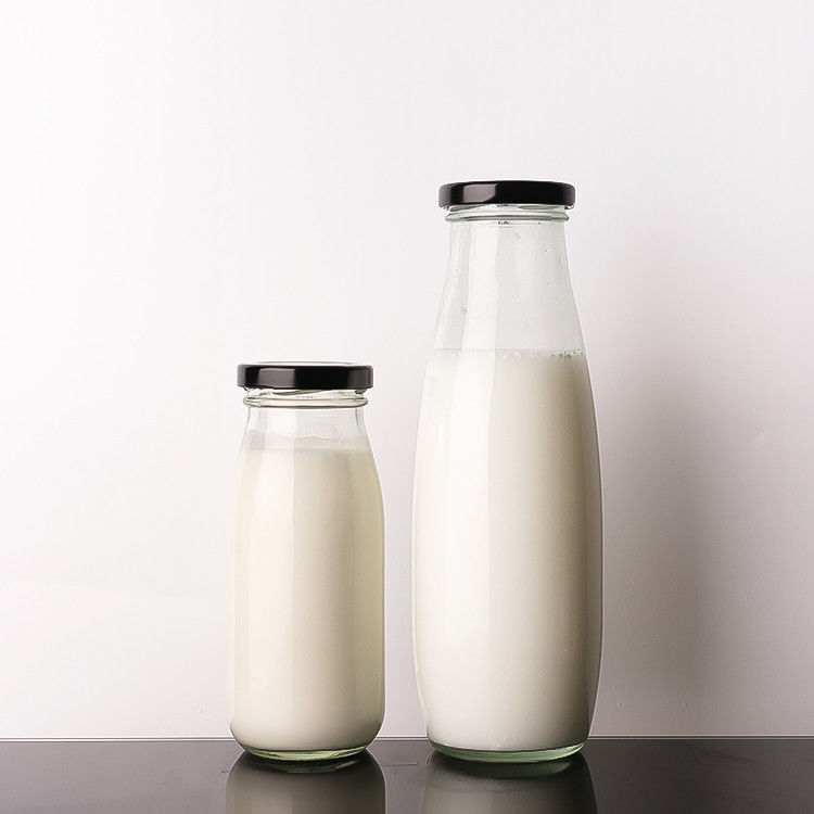 Mẫu miễn phí 100Ml 200Ml 350Ml Pasterization Cold Brew Tea Milk Glass Bottles With Metal Lid