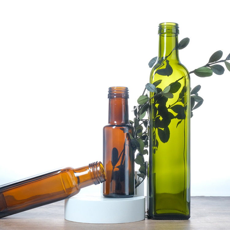 Màu xanh lá cây Kính tinh khiết hình vuông, tròn chai dầu ô liu 125 ml 250 ml 500 ml 750 ml 1000 ml
