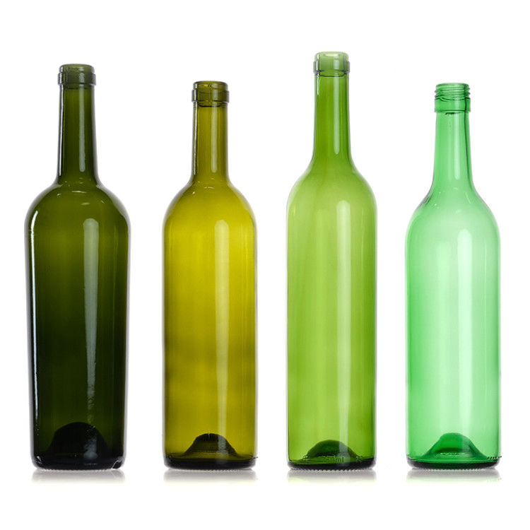 750Ml rỗng tinh khiết Amber Green Glass Round Bordeaux chai rượu vang với nắp nút